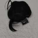 ANOGOL Hair Cap+32Inch/80cm Long Straight Black Wig Cosplay Synthetic Wig Long Black Wig with Bangs Peluca Negra Cosplay Wig for Halloween Anime Hair for Women Costume Party