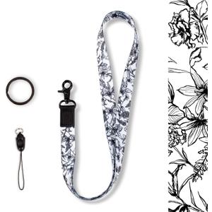 Lanyard ID Badge, Key & Teacher Lanyard - Cute & Cool Design for Women, Office, Cruise Ship, Staff, Students - Detachable Keyring for ID Card, Car Key, Name Tag, Credit Cards, Wallet, Phones (Black) (Kamt 018)