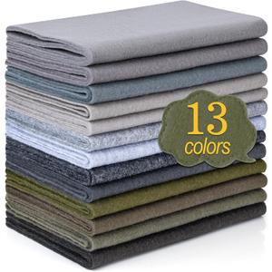 XSEINO 13 Rolls 8"x35" 1.4mm Thick Soft Felt Fabric Sheet 13 Assorted Gray Series Colors Felt Pack Pastel Felt Sheets for DIY Craft Sewing Squares Nonwoven Patchwork (Grey Hues)