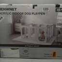 Acrylic Clear Dog Playpen Indoor with Door, 26'' H Transparent Dog Play Pen for Small Dogs, No-Connector Modular Puppy Playpen with Integrated Suction Cups Base, 10 Panels, White