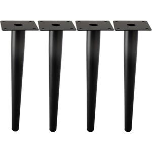 Straight Furniture Table Legs 14 Inch, Round Tapered Metal Furniture Legs Black, Modern Dresser Cabinet Sofa Support Feet Replacement, Set of 4