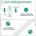 24-Inch Spring End Wall-Mounted Towel Bar, Adjustable Sturdy Plastic Towel Holder for Bathroom Kitchen Towel Storage White