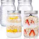 LUODA MirthMood 32 OZ Wide Mouth Mason Jars, 4 PACK Glass Mason Jars with airtight Lids, Quart mason jars wide mouth for Preserving, Meal Prep, Overnight Oats, Sauces,Honey, Jam, Yogurt or Jar Decor