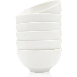 10 oz 4.5 inch Versatile Ceramic Bowls Set of 6 - White Porcelain, Ideal for Ice Cream, Desserts, Snacks, and More - Stackable, Kid-Friendly, Easy to Clean in the Dishwasher