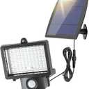 DLLT Solar Lights Outdoor, 1000LM Solar Powered Motion Sensor Flood Lights, 9.8Ft Cable, Adjustable Solar Panel, IP65 Waterproof LED Lights for Front Door, Backyard, Gargen, Patio, Garage 2 Pack