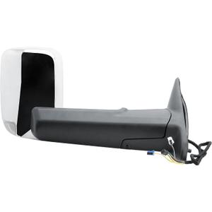 Passenger Right Side Door Towing Mirror Power and Heated Glass with BLIS Turn Signal Light Puddle Light Chrome Back Cover Manual Folding For 19-24 Ram 2500 3500