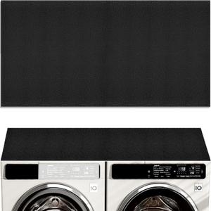 54'' x 27'' Washer and Dryer Covers for the Top, Leather Washing Machine Top Protector Mat, Anti-Slip & Scratch-Resistant Protective Washer Dryer Cover for Laundry Kitchen Home Black