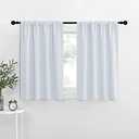 Greyish White Window Curtain Panels - Thermal Insulated Rod Pocket Room Darkening Curtain Sets for Bedroom (Platinum - Greyish White, 2 Panels, 42 in x 36 in (W x L))