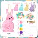 Geelin 24 Set Easter Wooden Bunny Cutouts for Crafts 5.1 Inch Wood Bunny with Pom-pom Hanging Rabbit Ornament Gifts for Spring Easter DIY Activity Home Table Centerpiece