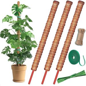 3 Pack 28 Inch Moss Pole, Stackable Moss Poles for Climbing Plants Monstera, Tall Plant Sticks Accessories, Large Coir Monstera Plant Support Stakes for Potted Plants Indoor, Pothos