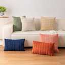 Pack of 2 Corduroy Decorative Throw Pillow Covers 18x18 InchSoft Boho Striped Pillow Covers Modern Farmhouse Home Decor for Sofa Living Room Couch BedDark Brown