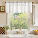jinchan Striped Linen Valance Curtain 16 Inch Vertical Striped Valance for Kitchen Bathroom Light Filtering Rod Pocket Cottagecore Farmhouse Semi Sheer Short Window Curtain 1 Panel Grey, 50"W x 16"L