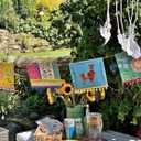 Talking Tables Colorful Mexican Pom Pom Garland for Boho Fiesta Birthday Party Llama Decor; Great for Encanto, Moana Themes; 13ft Paper Garland, Easy to Hang