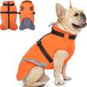 QBLEEV Dog Coat for Medium Dogs, Waterproof Dog Winter Coat with Built-in Harness and D-Ring, Zip Up Pet Cold Weather Coats with Fleece Lined, Warm Snowsuit Gear Vest for Pug Boston Terrier, Orange, Medium