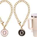 2 x HEYSKAY 2 Pack Water Bottle Letter Charms, As Stanley Cup Handles - Round Initial Name ID Charms for Simple Modern Tumblers