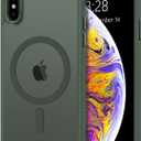 Anuck for iPhone X Case, for iPhone Xs Case Magnetic Phone Case Compatible with MagSafe,Soft TPU Bumper Hard Translucent Matte Back Slim Fit Shockproof Protective Cover for Men Women Girls-Dark Green