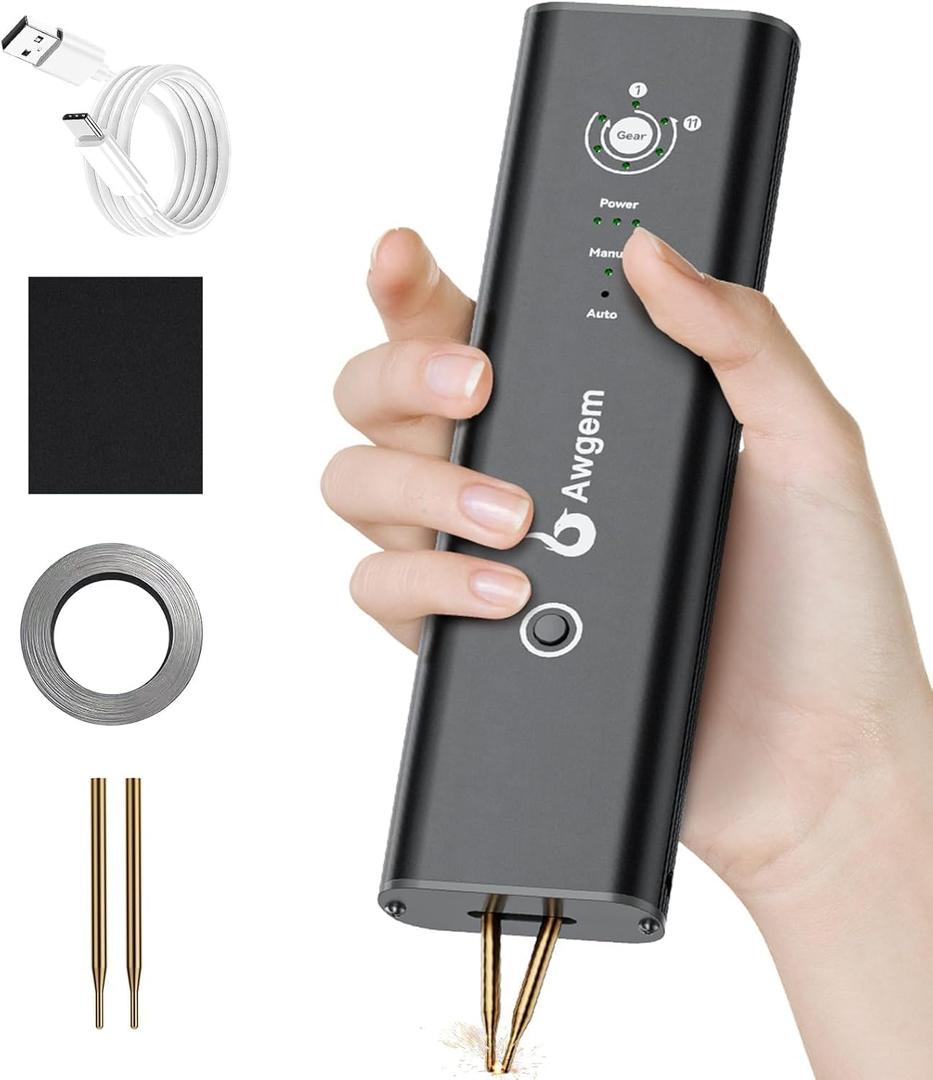 Battery Spot Welder, Battery Welder 11 Gear Adjustable Handheld Spot Welder with Automatic and Manual Modes Portable Spot Welding Machine for Welding Nickel Strips and Iron