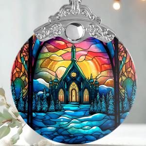 Stained Glass Christmas Ornament, Jocidea Christmas Decorations, Christmas Tree Ornament, Holiday Decor and Xmas Gifts Ideas