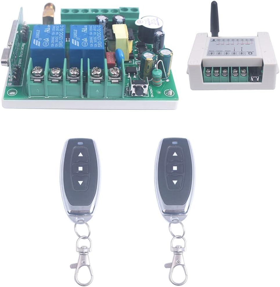 AC 85V 110V 120V 220V 250V 2 Channel Motor Forwards and Reverse Remote Switch Motor Remote Control Switch 433MHz Wireless switches Transmitter with Receiver Learning Code (Black 2X Control 433Mhz)