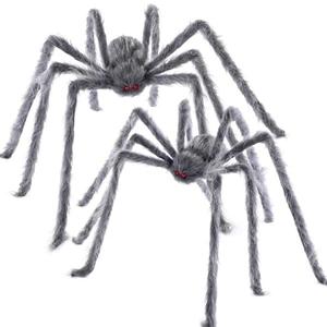 JOYIN 2 Pack 5 Ft Halloween Outdoor Decorations Hairy Gray Spider, Scary Fake Giant Large Spider Haunted House Props, Halloween Lawn Porch Yard Garden Tree Decorations Party Indoor Decor