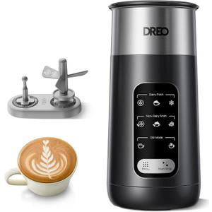 Dreo Milk Frother, 8-in-1 Electric Frother for Latte Art Coffee, 9oz/270ml Warm and Cold Foam Automatic Frothers for Dairy and Non-Dairy Milk, LED, Easy to Clean, BaristaMaker Air (Small, Black)
