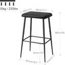 Bar Stools Set of 2,Counter Height Bar Stools, Industrial Modern Barstools with PU Leather Cushion, Metal Frame Bar Chairs with Footrest for Kitchen, Dining Room, Bar, Cafe (Black) KBS516B