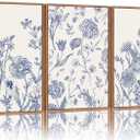 Tinonedraw Large Classic Chinoiserie Flower Framed Canvas Wall Art Set, Navy Blue and White Floral Wall Decor, Minimalist Neutral Botanical Art Printing for Living Room Bedroom Office Dorm 16"x24"x3