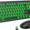 Large Print Wireless Keyboard and Mouse - 7 Colors Backlit Keyboard, Oversize Letters Keys Easy to See and Type, Rechargeable Keyboard and Mouse with Light Up Key, Compatible for PC, Windows, Gaming
