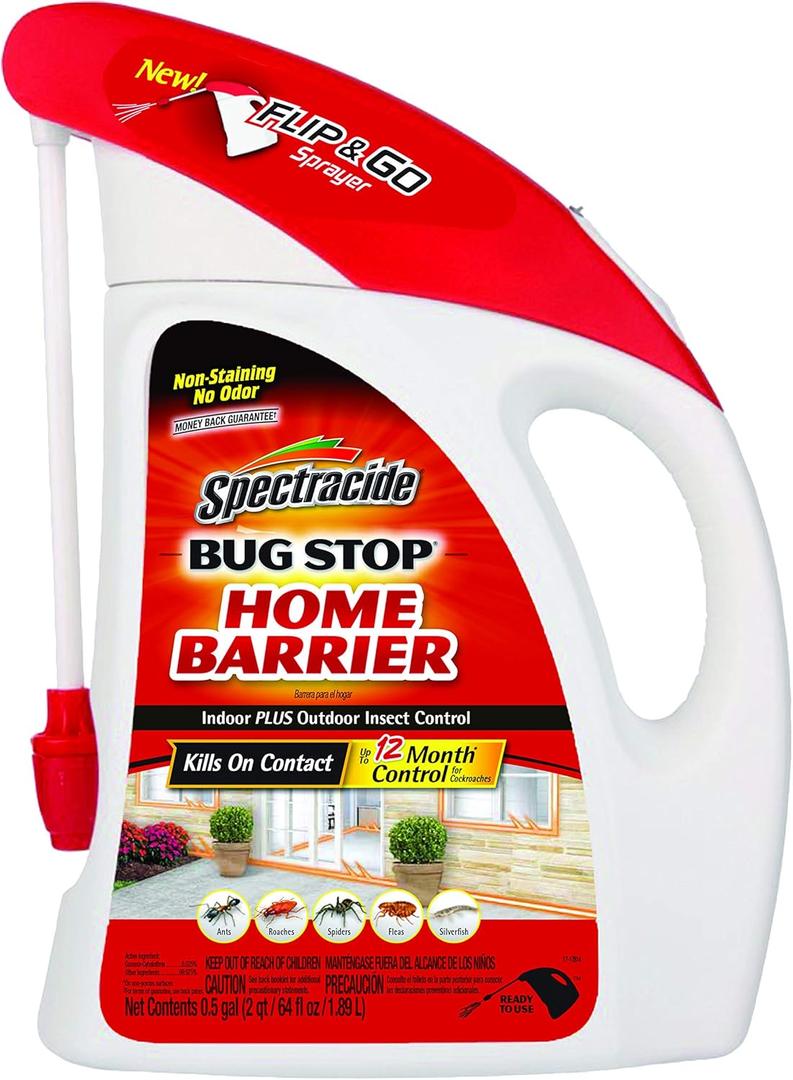 1.Spectracide Bug Stop Home Barrier Indoor Plus Outdoor Bug Control With Flip & Go Sprayer Kills Ants, Roaches and Spiders on Contact, 0.5 Gallon, 1 Pack, 2.
Dap 01101 Translucent Phenoseal Vinyl Adhesive Caulk 5.5-Ounce