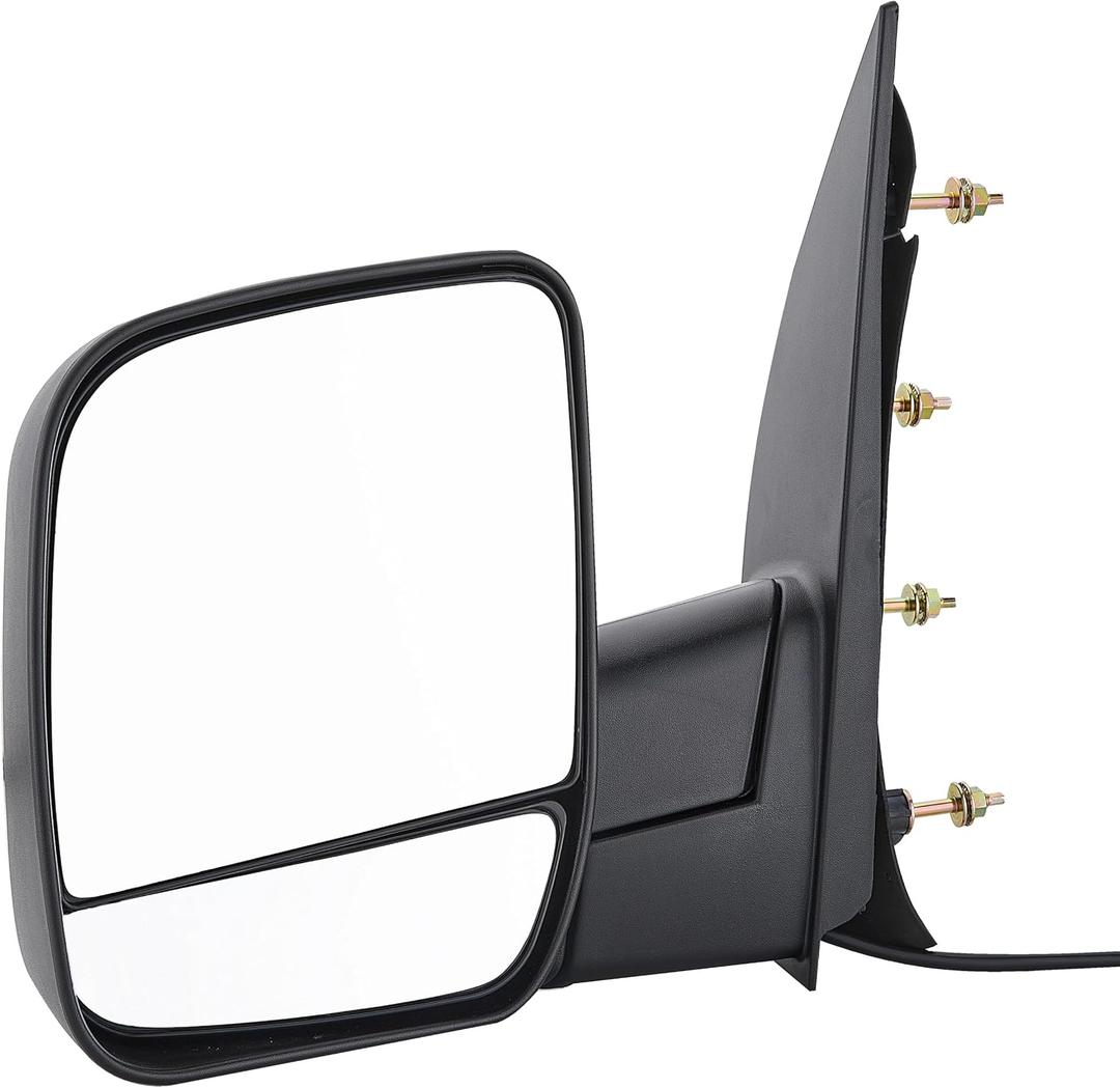 Side View Mirror Fits for Ford E-150, E-250 2003-2013. E-350 Super Duty,E-450,E-450 Super Duty 2004-2013,Black Power Adjusted Manual Folding Driver Side Mirror