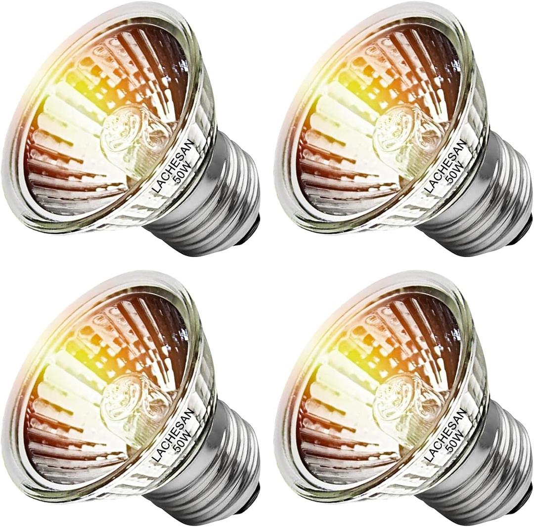 4-Pack 50W UVA Bulbs, Fit E26 Heat Reptile Lamp, Light Turtle Heat Lamp for Reptiles and Amphibian Tanks, Terrariums and Cages, Works with Various Lamp Fixtures