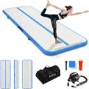 IBATMS Air Tumbling Mat, 10ft Inflatable Gymnastics Air Mat 4inch/8inch for Gymnastics Training/Home Use/Cheerleading/Yoga/Water with Pump (10ft(3x0.9x0.1m), Light blue)