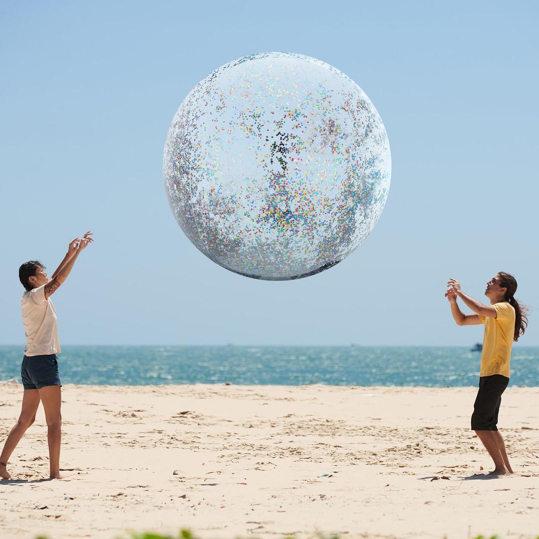 Jenaai 5 ft Jumbo Inflatable Light up Beach Balls Giant Glow in the Dark Blow up Glitter Confetti LED Pool Balls Lighted Glow Pool Toys for Summer Swimming Outdoor Birthday Water Party Decor Jenaai 5 ft Jumbo Inflatable Light up Beach Balls Giant Glow in the Dark Blow up Glitter Confetti LED Pool Balls Lighted Glow Pool Toys for Summer Swimming Outdoor Birthday Water Party Decor