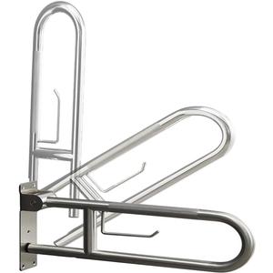 31 Inch Toilet Grab Bar, Brushed Nickel Flip-Up Bathroom Grab Bar with Paper Holder, Knurled Anti-Slip Grab Bars, 304 Stainless Steel Handicap Grab Bars for Elderly, Disabled