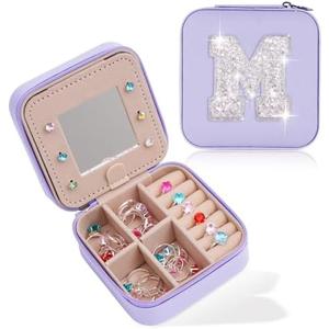 Uygafly Mothers Day Gifts for Mom,Mom Gifts from Daughter,Gifts for Mom,Gifts for Wife Sister Her,Birthday Gift for Mom,Mama Gifts Idea,Travel Jewelry Case - Lavender Box | White M Set Of 2
