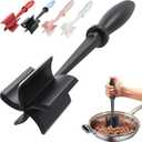 Upgrade Meat Chopper, Heat Resistant Meat Masher for Hamburger, Ground Beef Smasher, Nylon Hamburger Grinder Utensil for Ground Beef, Non Stick Mix Ground Chopper, Mix and Chop Potato Masher Tool (1 Pack-Black)