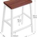 HOOBRO Bar Stools, Set of 2 Bar Chairs, 23.6 Inch Saddle Stools, Kitchen Counter Seat with Footrests, Industrial Barstools for Dining Room, Kitchen, Counter, Bar, Walnut and White HW02MD01