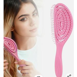 Detangle Hair Brush for Women & Men,Unique Spiral Detangling Hairbrush,Vented Detangling Brush for Straight/Dry/Wet(Dark-Pink)Color: Dark Pink