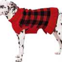 QBLEEV Medium Dog Sweaters for Girls & Puppies - Plaid & Turtleneck Designs, Warm Winter & Fall Dog Sweaters for Dogs & Females (Red)