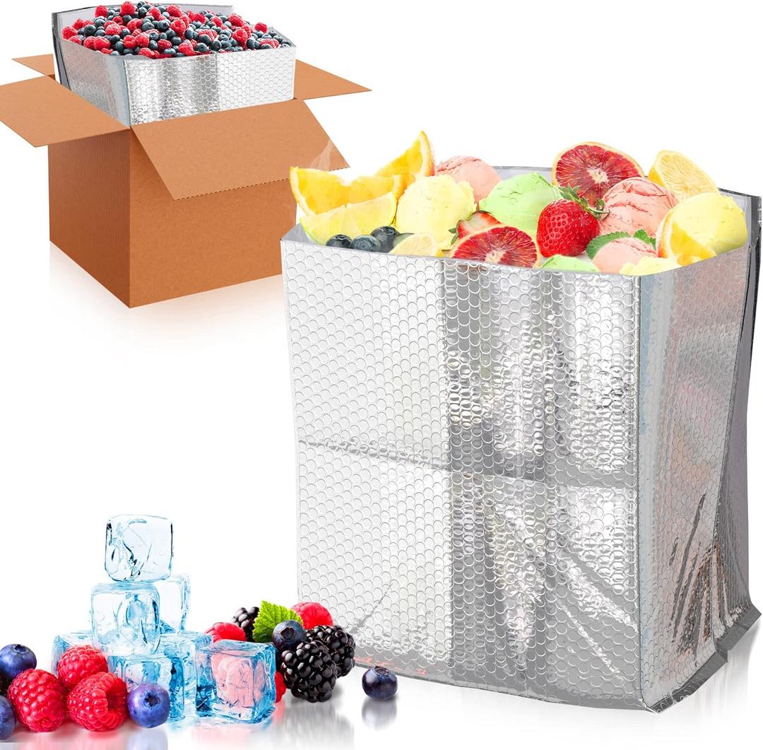 ABC PACK & SUPPLY 5 Pack Silver Foil Insulated Box Liners 8 x 8 x 8 inches. Shipping Boxes for Frozen Food, Odorless Insulated Containers. Leakproof Cold Shipping Boxes for Frozen Fish, Meat