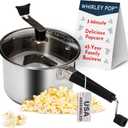Original Whirley Pop Popcorn Machine 3-Minute Stovetop Popcorn Maker, Home Movie Night, Game Night Snacks Stainless Steel Popper with Metal Gears Wabash Valley Farms (Premium Series)