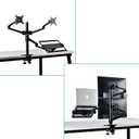 Height Adjustable 3 in 1 Mount Compatible with 13 to 17.3 inch Laptop, Hold 2 Monitors 11 to 27 inch with Vesa, Monitor Desk Stand arm Riser Mount Stand Workstation (Silver)