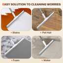 Silicone Squeegee for Floor, 180 Rotating Squeegee Broom, Floor Squeegee with a Long Handle, Squeegee for Water and Pet Hair Removal on Bathroom Floors, Tile, Glass, Indoor Window Cleaning Tool