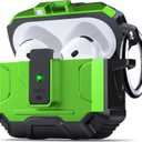 DASFOND Armor Earphone Cover Case for AirPods 4 Generation, Military Grade Full Body Shockproof Protection Hard Case, Support Wireless Charging with Keychain, Magnetic Lid, Front LED Visible, Green
