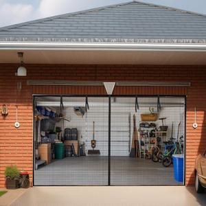 LOOBANI Garage Screen Door 12x7 Ft: Heavy Duty Magnetic Garage Door Screen 1 car, Retractable Roll Up Screen Door for Patio, Hand-Free, Easy Install, Anti Annoying Animal Out