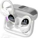 Wireless Earbuds 75hrs Bluetooth 5.4 Headphone Sport, 2025 Bluetooth Earbuds Stereo Deep Bass Over Ear Bud with Earhooks, ENC Noise Cancelling Mic, IPX7 Waterproof Earphone White