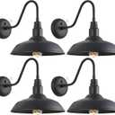 14 Inch Dusk to Dawn Barn Lights Outdoor, Large Gooseneck Barn Light, Matte Black Exterior Goose Neck Light, Outside Farmhouse Light Fixtures Wall Sconce for Porch, Garage, House, 4 Pack, 14" Dome X 4