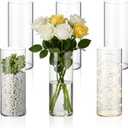 6 Pcs 10 Inch Plastic Clear Cylinder Vase for Home Acrylic Flower Clear Vase Centerpiece for Centerpieces Wedding Party Decorations Opening Round