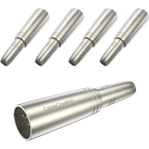 CableCreation [5-Pack XLR 3 Pin Male to 1/4" 6.35mm Female Jack Socket Audio Adapter 1/4 Inch TRS to XLR, Silver