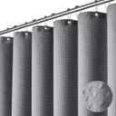 Dynamene Extra Long Shower Curtain,96 Inch Long Waffle Weave Weighted Thick Cloth Bathroom Shower Curtain, Neutral Heavy Duty Hotel Bath Curtain Set with 12 Plastic Hooks,72x96,Grey/Gray